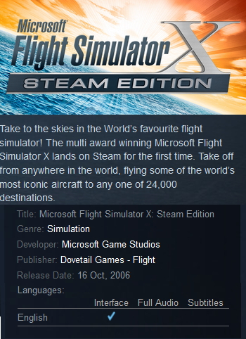 Microsoft Flight Simulator X: Steam Edition Steam - Click Image to Close